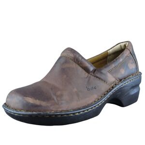 Born‎ concept  Women Clog Shoes Brown Leather Slip On Size 7.5 Medium